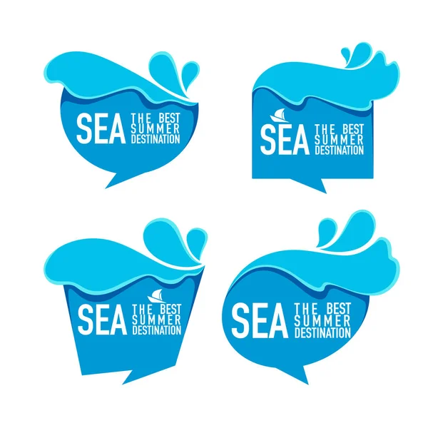 Sea The Best Summer Destination, water bubbles, stickers, labels — Stock Vector