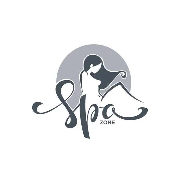 Spa and beauty, logo template with image of girl and lettering c — Stock Vector