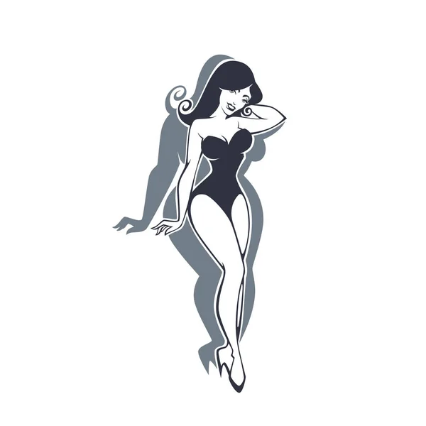 Seja apto, mude seu corpo, Vector Pinup Woman — Vetor de Stock