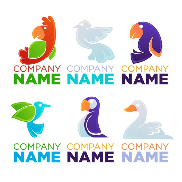 Cartoon vogels Logo, emblemen, symbolen — Stockvector