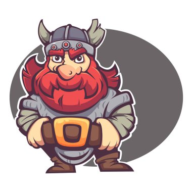 güçlü kahraman, fantezi cüce veya viking için vektör görüntü, lo