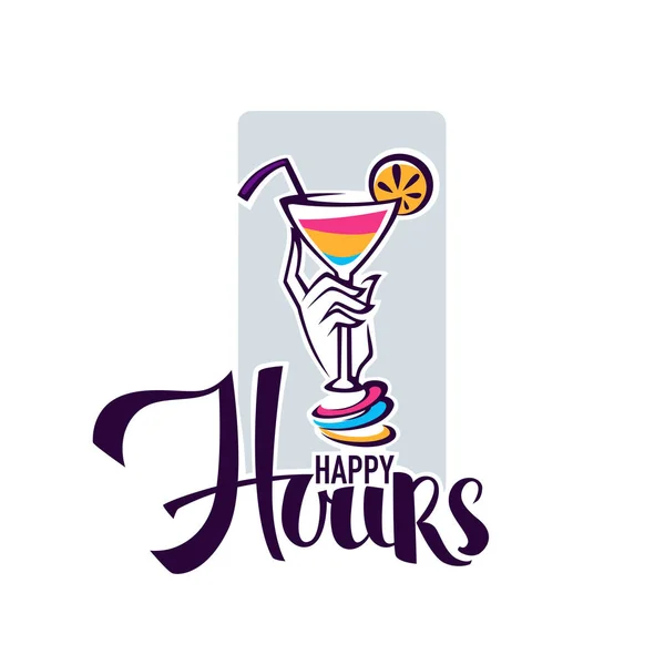 Prendi il tuo drink estivo e goditi il nostro happy hour! commercio vettoriale — Vettoriale Stock