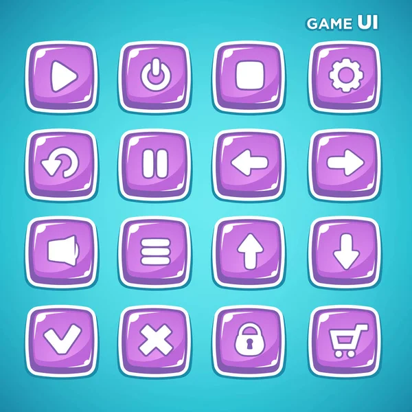 Mobil spel Ui, vektor samling av ikoner och knappar — Stock vektor