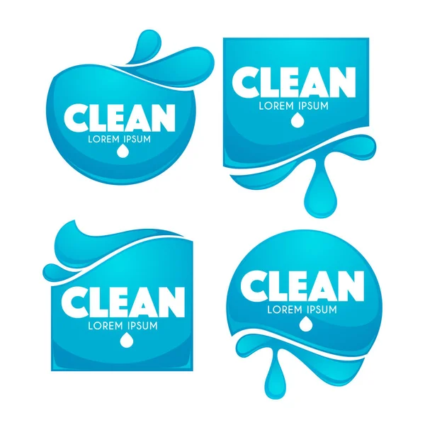 Vector collection of clean water stickers and symbols for your t — Stock Vector