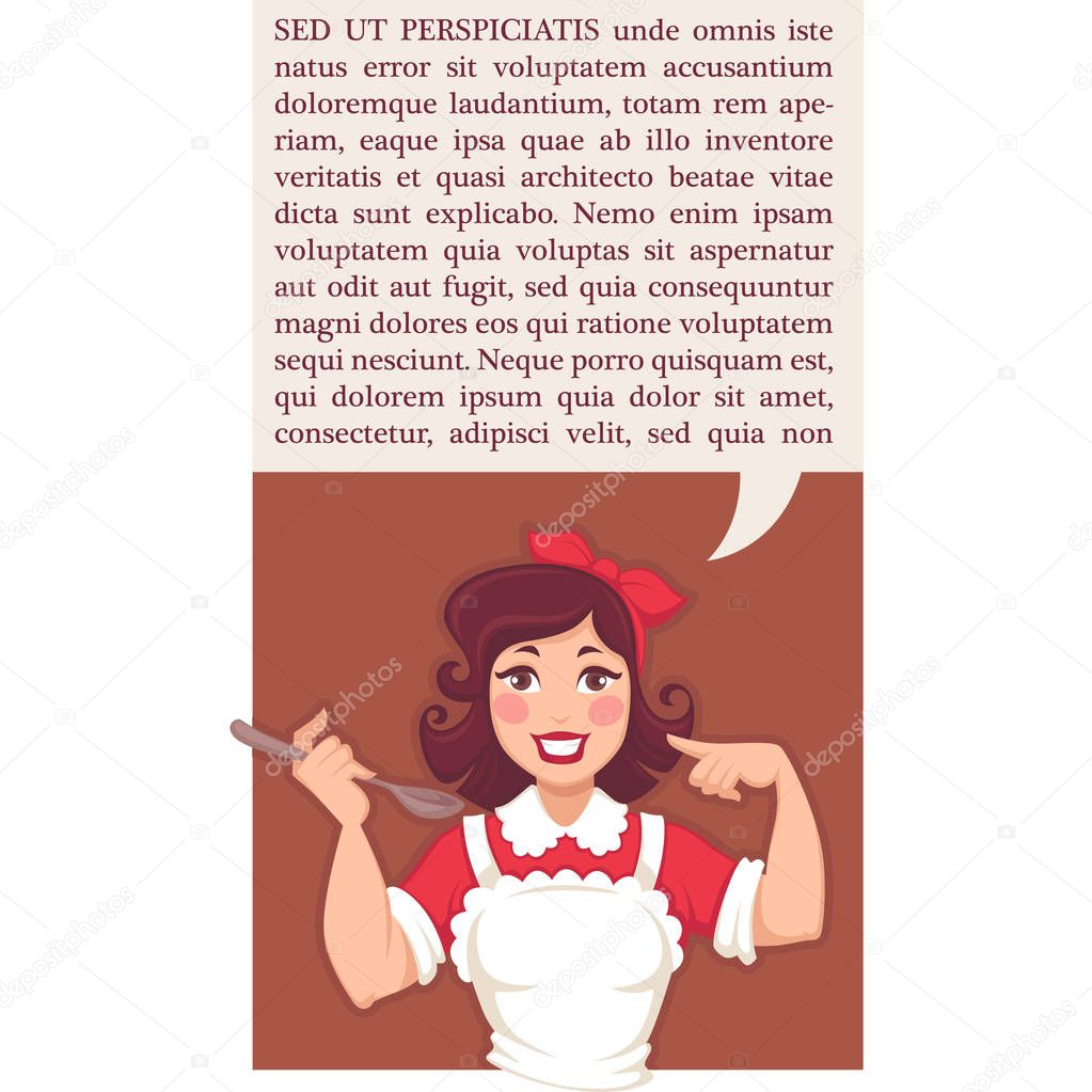 Home made cooking in retro style, vector flyer or banner templat