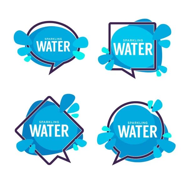 Água natural, logotipo do vetor, rótulos e modelos de adesivos com um — Vetor de Stock