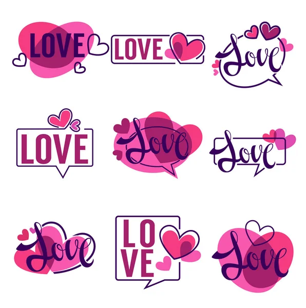Vector collection of hearts and love logo, emblems, labels and f — Stock Vector