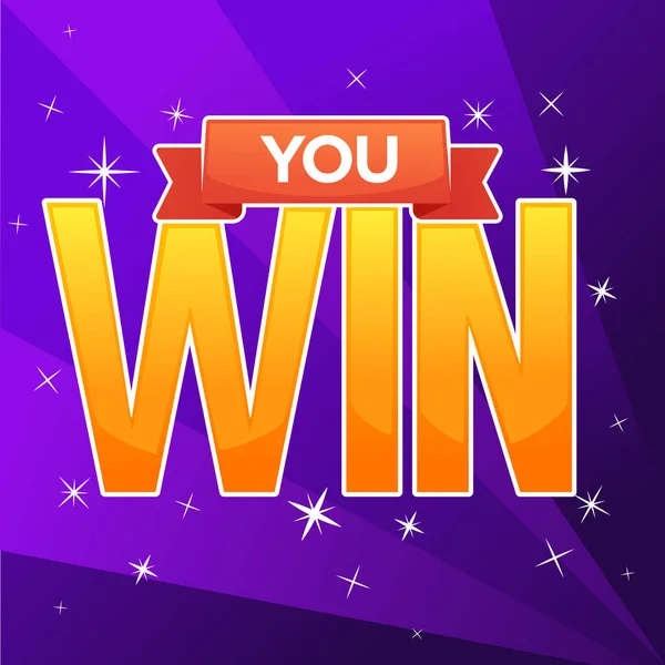 Sen kazandın, kutlama parlak ve parlak afiş yazı ile 