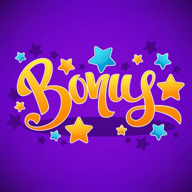 Bonus, kutlama parlak ve parlak afiş Handdrawn Le ile