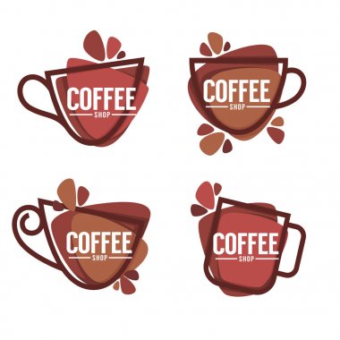  Coffee shop logo. Sıcak ve tatlı vektör koleksiyonu sym içecekler