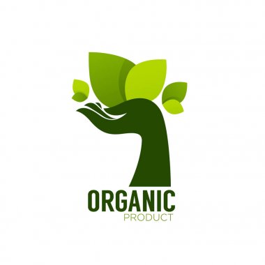Doğa ürün logosu, ekolojik sembolü ve üye, insan eli ve 