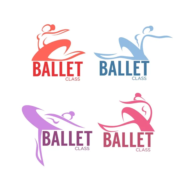 Silhouette del ballerino di danza di bellezza, modelli di logo vettoriale collec — Vettoriale Stock