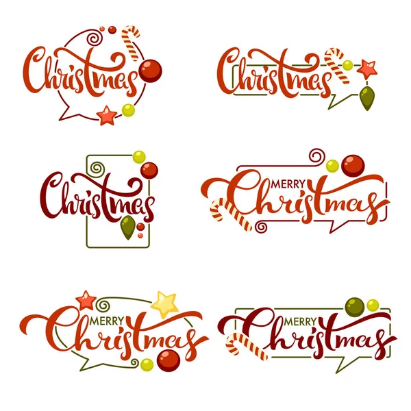 Merry Christmas, parlak Noel dekorasyon, topları ve letterin — Stok Vektör