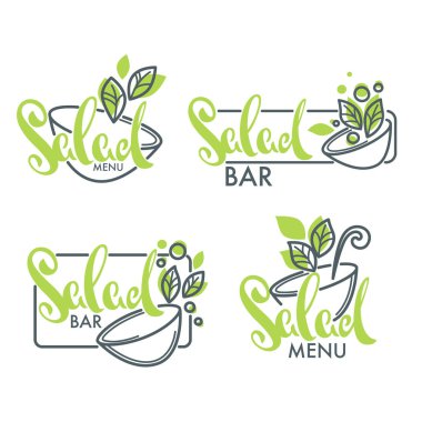 salata barı ve menü logo, amblem ve semboller, composi yazı