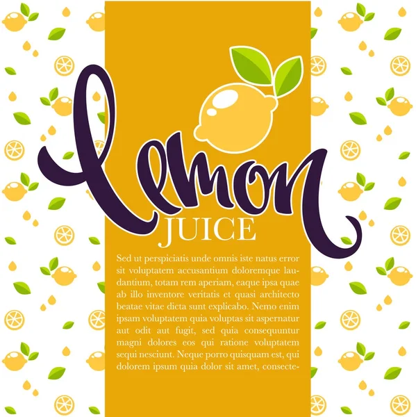 Lemon juice, vector background for your label, flyer or card, wi — Stock Vector