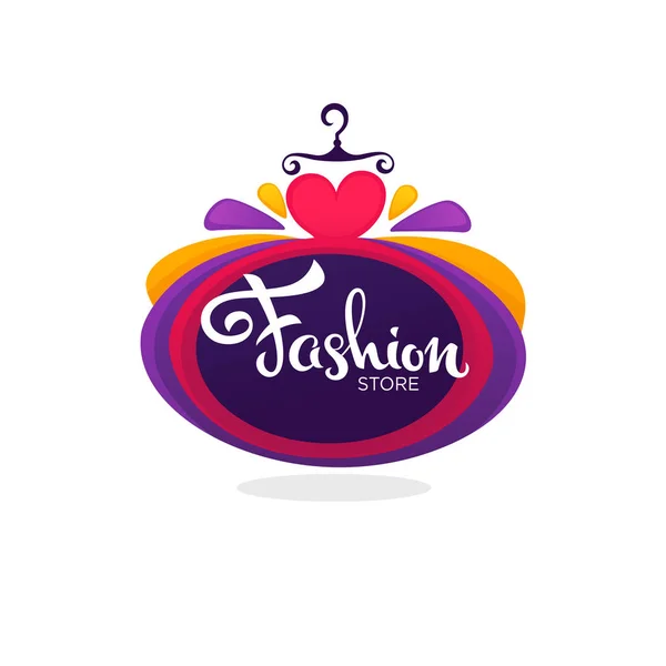 Boutique de mode et magasin logo, étiquette, emblème avec ballon lumineux — Image vectorielle