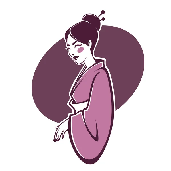 Potret vektor geisha indah, untuk logo Anda, label, emble - Stok Vektor