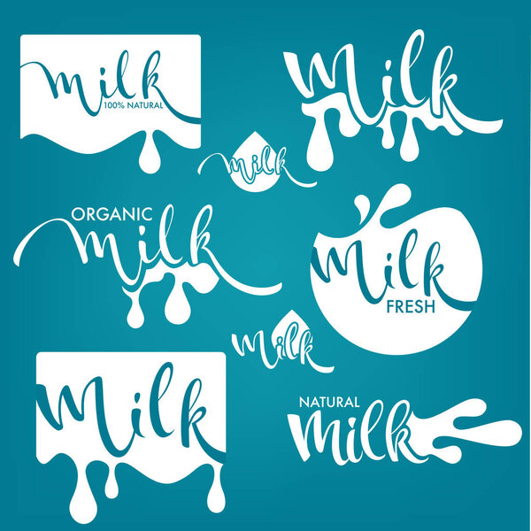 vector collection of milk and dairy product logo, label, emblems