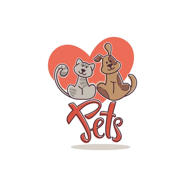 Zwierzęta miłości i przyjaźni, liniowy logo szablon z ręcznie rysowane P — Wektor stockowy