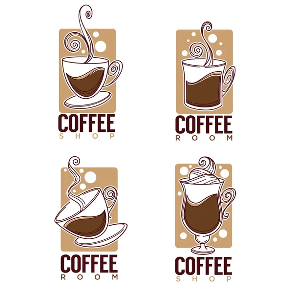 Логотип кафе. Векторная коллекция сиропов для горячих и сладких напитков — стоковый вектор