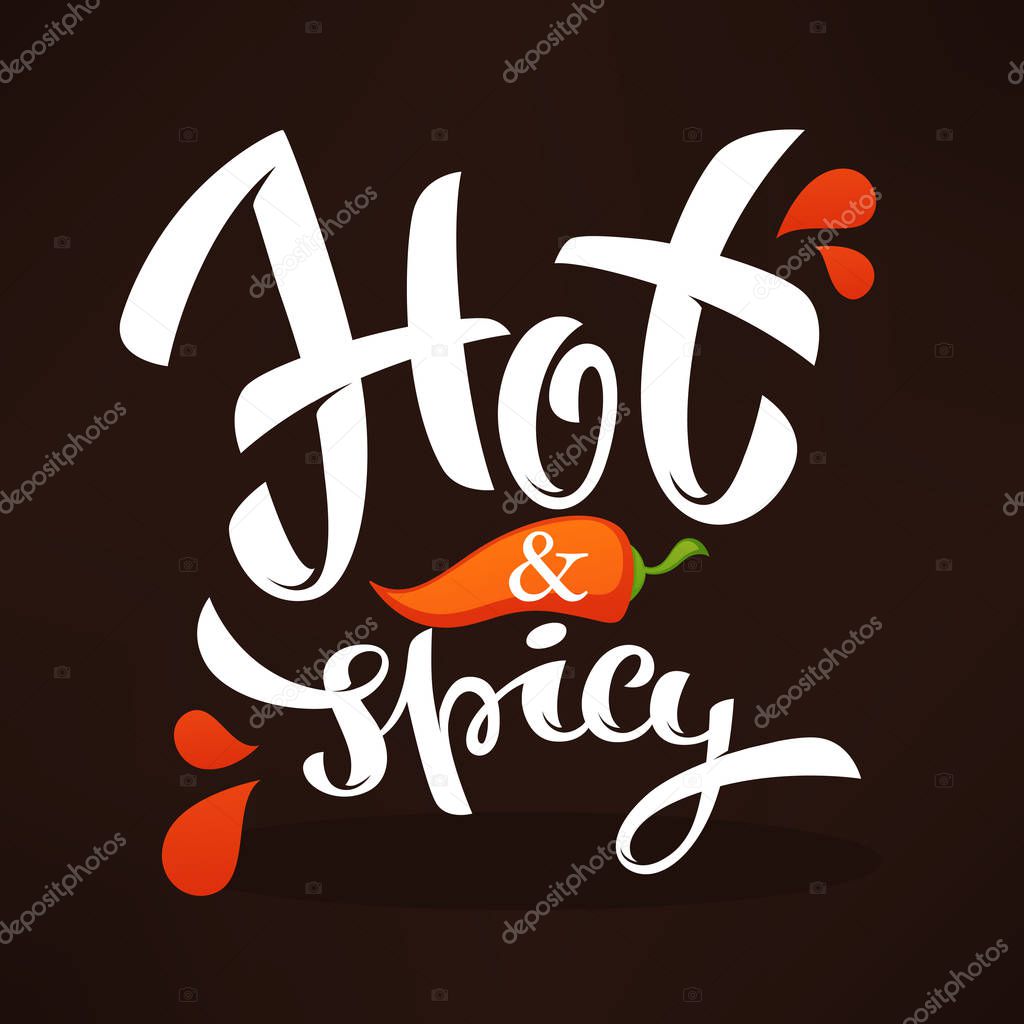 Hot and spicy chili pepper logo, icons and emblems, with lettering composition