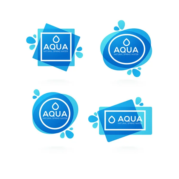 Agua de manantial natural, logotipo del vector, etiquetas y pegatinas plantilla — Vector de stock
