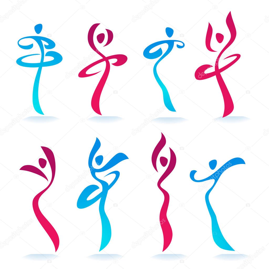 Abstract Dancing People women silhouettes for your logo, labels, emblems