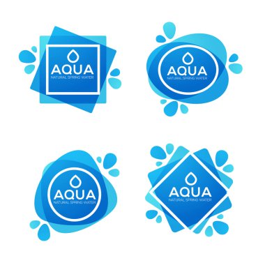 doğal kaynak suyu, vektör logosu, Etiketler ve stickerlar şablon