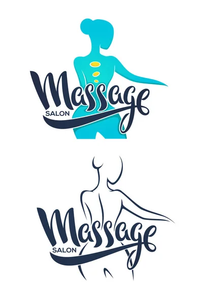 Saúde da mulher, beleza, massagem e tratamento símbolos, logotipo, emble — Vetor de Stock