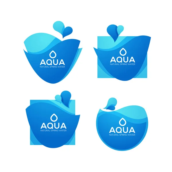 Φυσικό νερό πηγής, λογότυπο, ετικέτες και αυτοκόλλητα πρότυπο διάνυσμα — Διανυσματικό Αρχείο