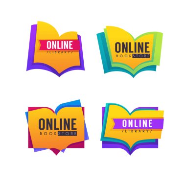 kitap mağazaları ve online Kütüphane, logo ve ICO vektör toplama
