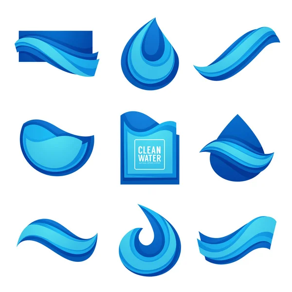Oczyścić słodką wodą, Elemens projekt wektor Logo, etykieta, E — Wektor stockowy