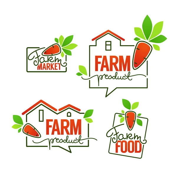 Farm Product emblemas modelo de logotipo simples e símbolos, letras — Vetor de Stock