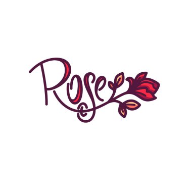 basit çizgi roman compositi yazı ile gül çiçek Logo doodle