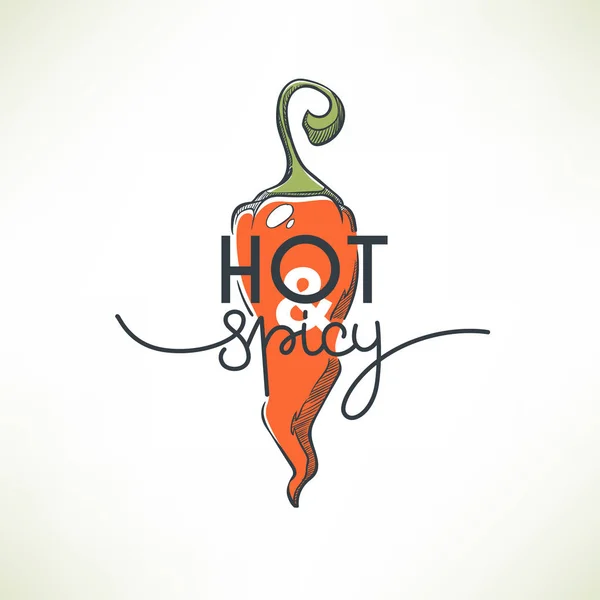 Logotipo de pimenta picante e picante, ícones e emblemas, com letteri — Vetor de Stock