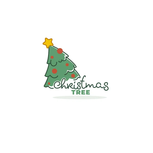 Noel ağacı logo şablonu süslenmiş ağaç ve şablonu — Stok Vektör