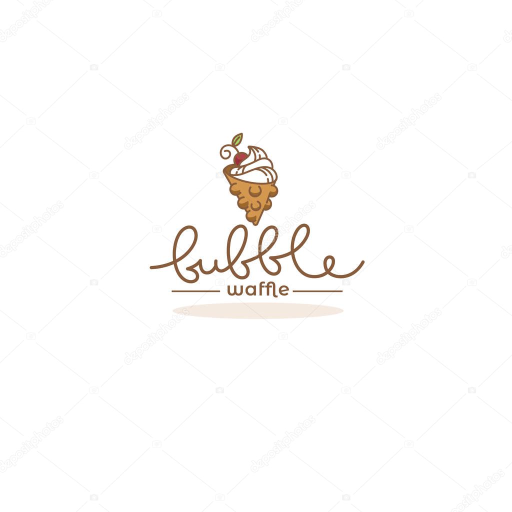 Doodle, lettering, lineart, linear, calligraphy, chocolate, tasty, dessert, food, vector, waffle, sugar, sweet, illustration, cafe, hong, kong, bakery, design, bubble, cone, cake, breakfast, wafer, cream, strawberry, hong kong, restaurant, logo, isol