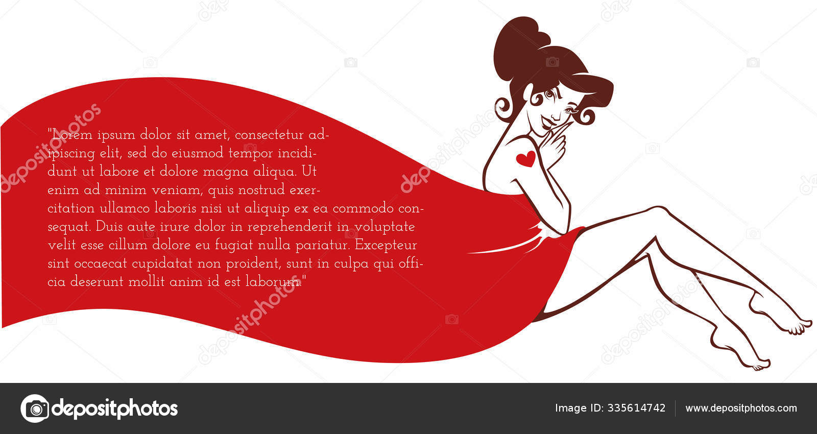 Sitting Retro Pinup Girl And Rd Fabric Wave For Your Banner Desi Vector Image By C Tachyglossus Vector Stock