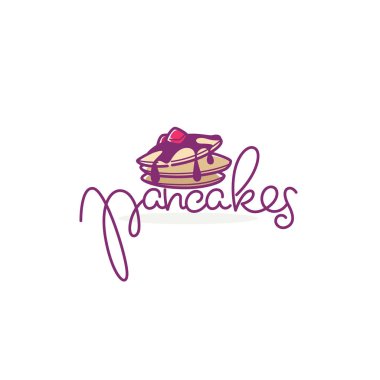 Ev yapımı gözleme logosu şablonu, doodle style illüstrasyon