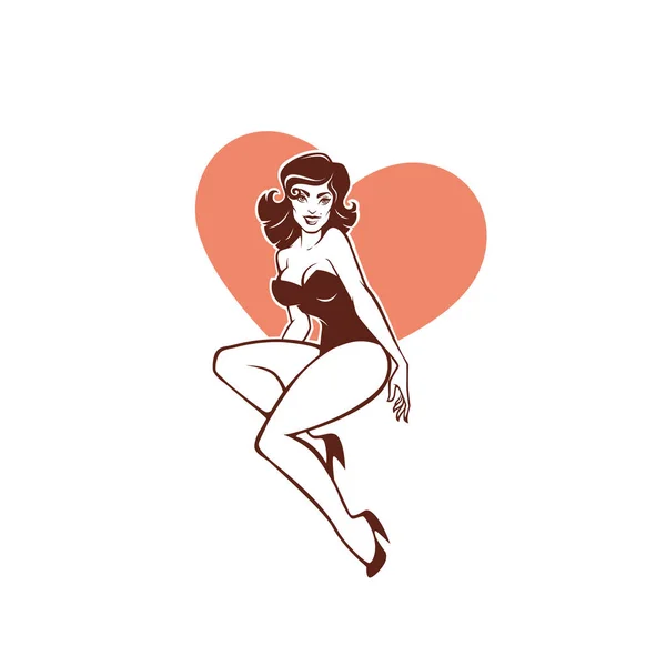 Image Vectorielle Pinup Girl Attrayante — Image vectorielle