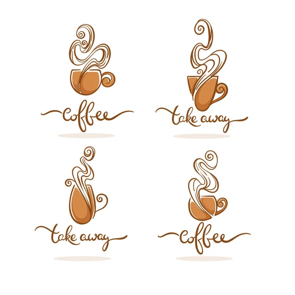 Café Café Emporter Logo Café Collection Vectorielle Symboles Emblèmes Boissons — Image vectorielle