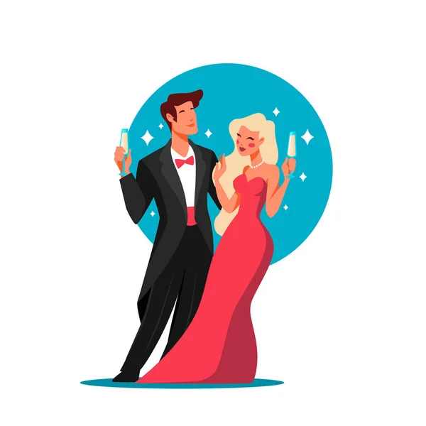 Ilustração Vetorial Casal Celebridades Evento — Vetor de Stock