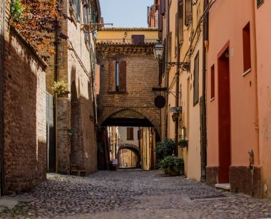 The picturesque  medieval street of Ferrara, Italy clipart