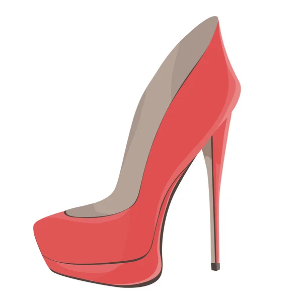 Coral Red High-Heeled Shoes — Stock Vector