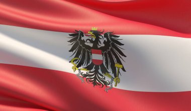 Avusturya devletinin yüksek çözünürlüklü bayrağı. 3d illüstrasyon.