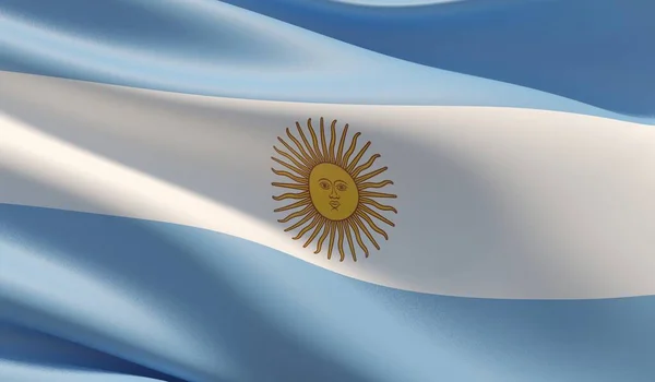 Acenou altamente detalhada bandeira close-up da Argentina. Ilustração 3D. — Fotografia de Stock