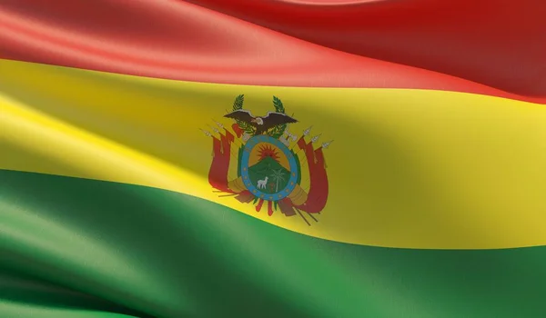 Hoge resolutie close-up vlag van Bolivia. 3d illustratie. — Stockfoto