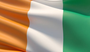 Yüksek çözünürlüklü Cote Ivoire bayrağı. 3d illüstrasyon.