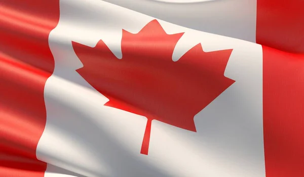 High resolution close-up flag of Canada. 3D illustration. — ストック写真