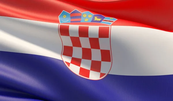 Drapeau rapproché haute résolution de la Croatie. Illustration 3D . — Photo